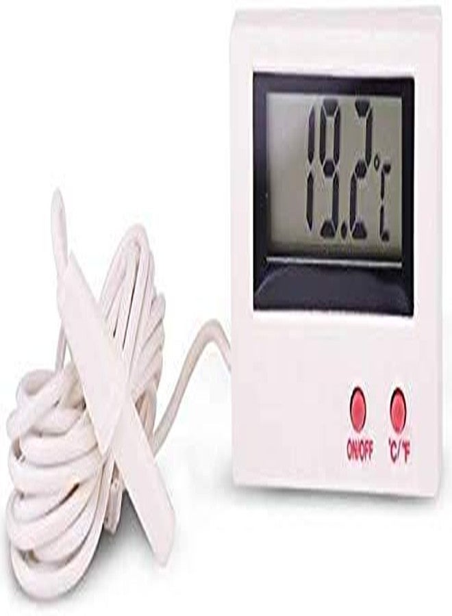 MCP HT-5 Digital Thermometer for Fridge Aquarium/Freezer Lab with probe and LCD Screen Display and on/off button (White) - Image 1